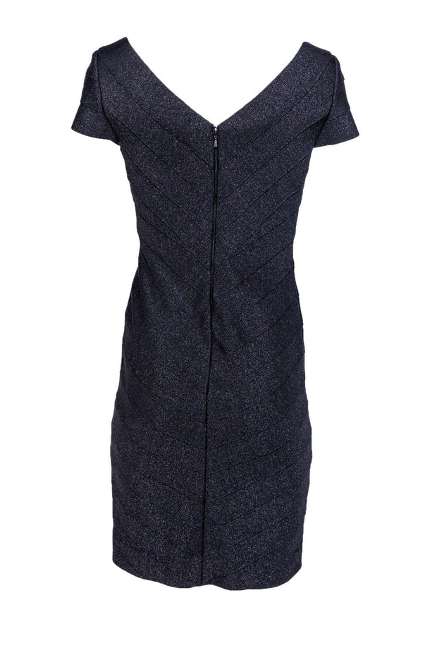 Current Boutique-Carmen Marc Valvo - Black Sparkle Bandage Midi Dress Sz S