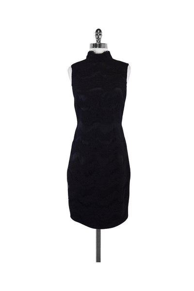 Carmen Marc Valvo - Black Floral Embroidered Dress Sz 4 Carmen Marc Valvo - Black Floral Embroidered Dress Sz 4