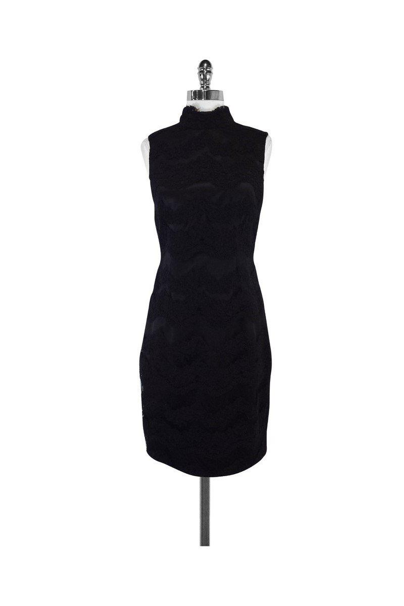 Carmen Marc Valvo - Black Floral Embroidered Dress Sz 4