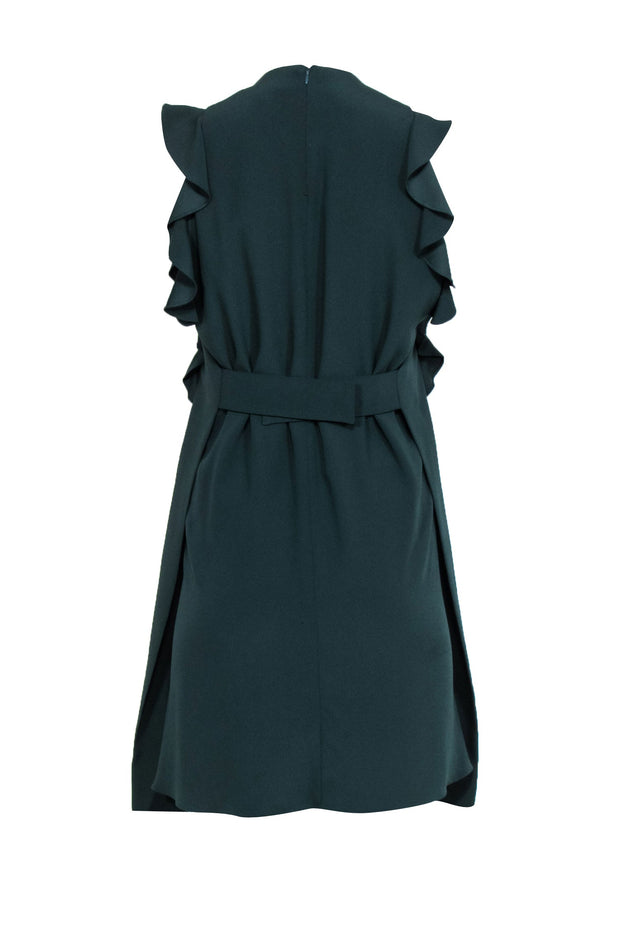 hunter green shift dress Dark Green Dress - Long Bell Sleeve Dress - Shift Mini Dress