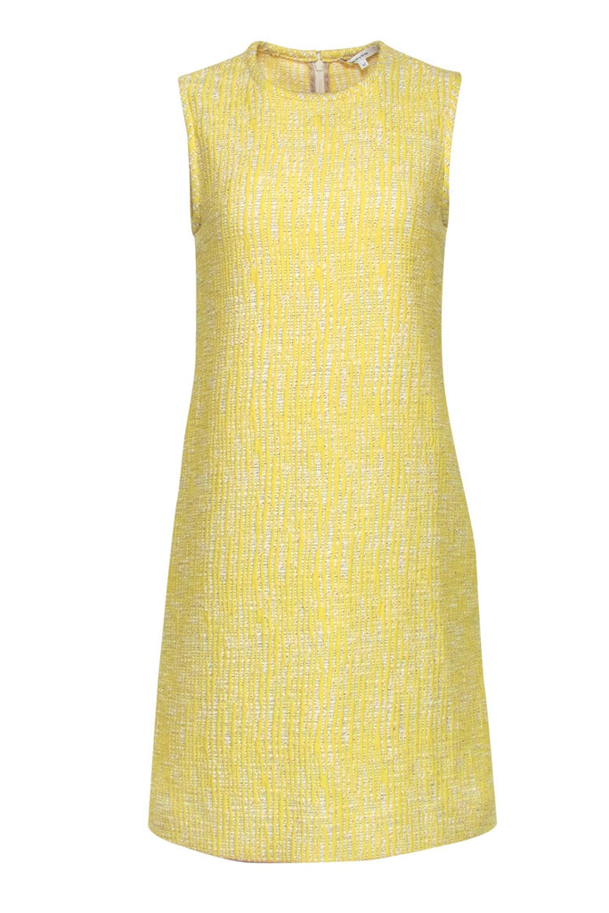 Carven - Yellow Sleeveless Tweed Shift Dress w/ Pockets Sz 8 Carven - Yellow Sleeveless Tweed Shift Dress w/ Pockets Sz 8