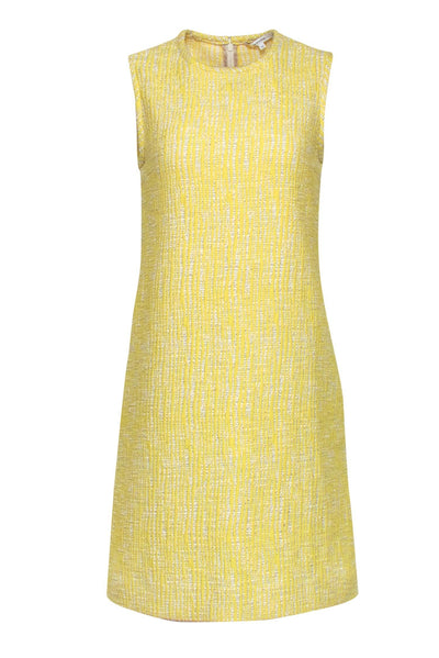 Current Boutique-Carven - Yellow Sleeveless Tweed Shift Dress w/ Pockets Sz 8