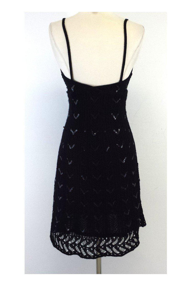 catherine malandrino black lace dress Catherine Malandrino Black Lace Net Long Puff Sleeve Shift Lined Dress Size M