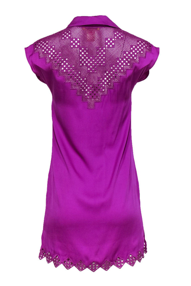 Catherine Malandrino - Purple Sleeveless Shift Dress w/ Eyelet Detailing Sz 0 Catherine Malandrino - Purple Sleeveless Shift Dress w/ Eyelet Detailing Sz 0