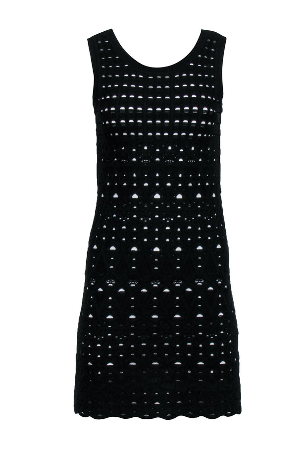 Chanel - Black Knit Overlay Sleeveless Mini A-Line Dress Sz 4 Chanel - Black Knit Overlay Sleeveless Mini A-Line Dress Sz 4