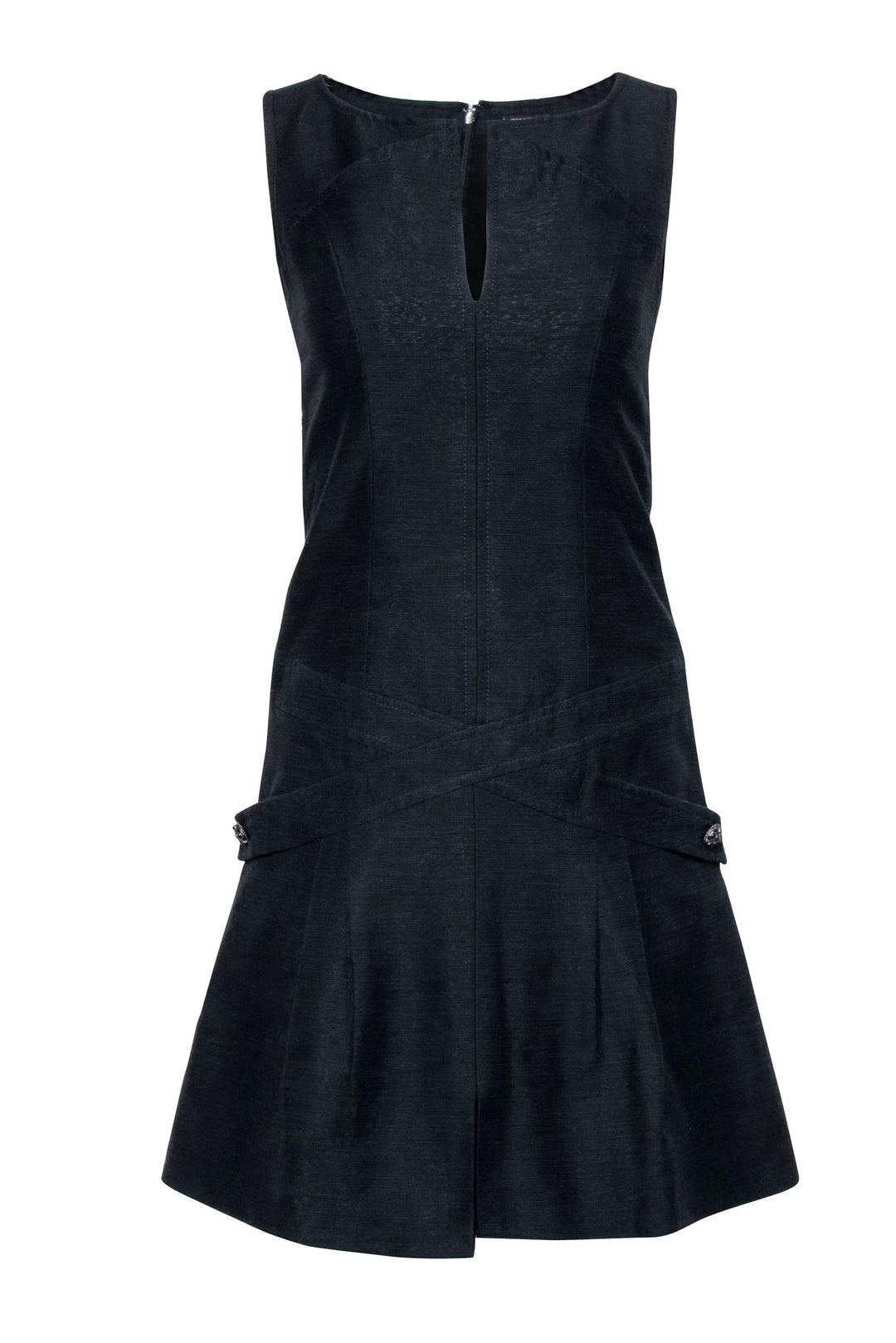 Chanel - Black Textured Sleeveless Drop Waist Dress Sz 4 Chanel - Black Textured Sleeveless Drop Waist Dress Sz 4