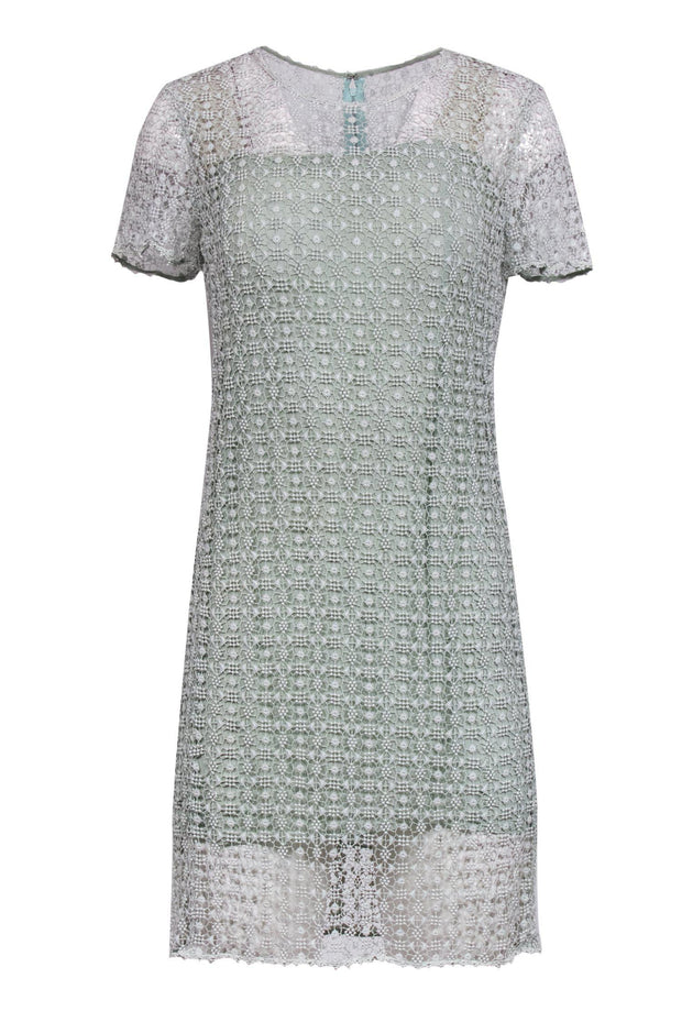 Chloe - Mint Green Shift Dress w/ Embroidered Overlay Sz S Chloe - Mint Green Shift Dress w/ Embroidered Overlay Sz S