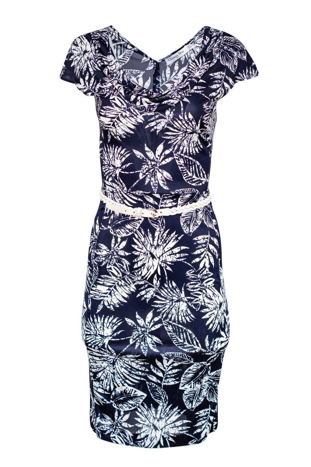 dior dress white and blue Dioriviera Short Flared Dress White and Navy Blue Toile de Jouy Floral  Garden Cotton Poplin