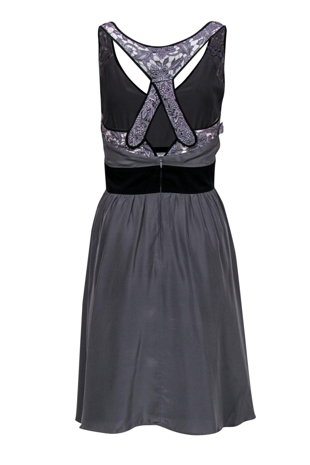 Christopher Deane - Gray Silk Racerback Dress w/ Lace Sz 2