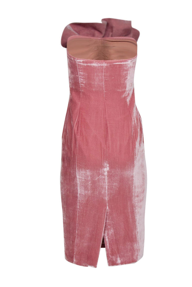 Cinq a Sept - Light Pink Velvet Strapless Dress w/ Ruffle Neckline Sz Cinq a Sept - Light Pink Velvet Strapless Dress w/ Ruffle Neckline Sz