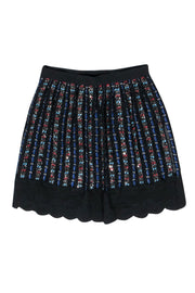 Current Boutique-Club Monaco - Black & Multicolored Sequin & Beaded A-Line Skirt Sz 4