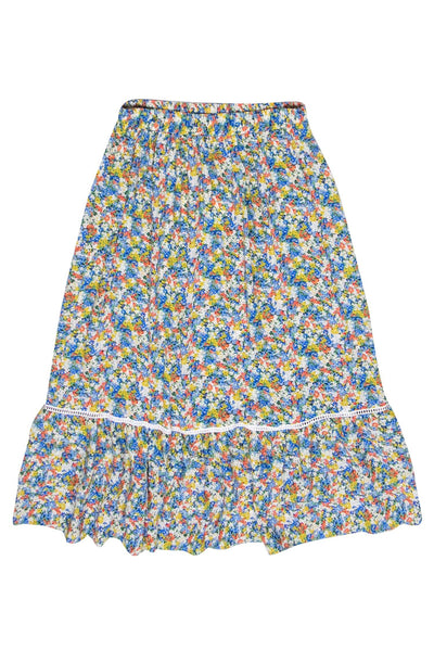 Current Boutique-Cynthia Rowley - Multicolor Floral Ruffled Hem Maxi Skirt Sz S