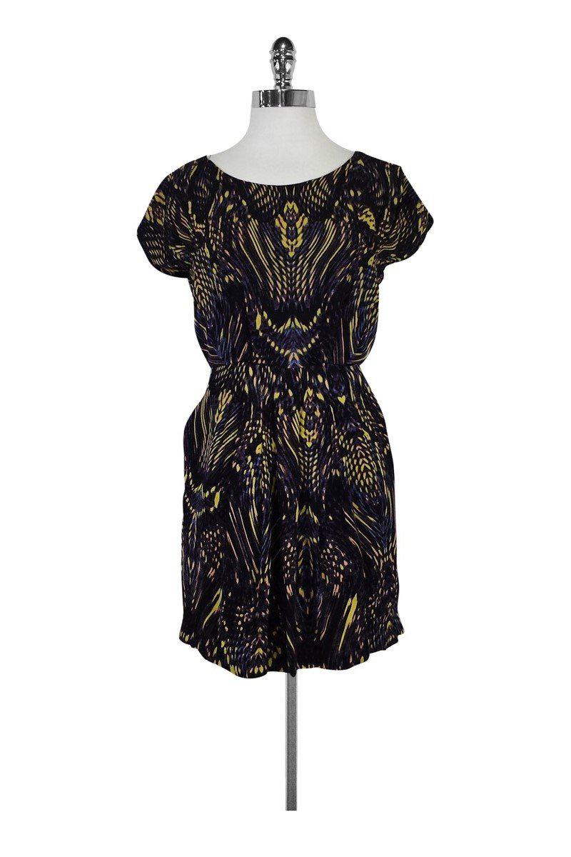 Cynthia Steffe - Black, Purple & Yellow Printed Dress Sz 2 Cynthia Steffe - Black, Purple & Yellow Printed Dress Sz 2