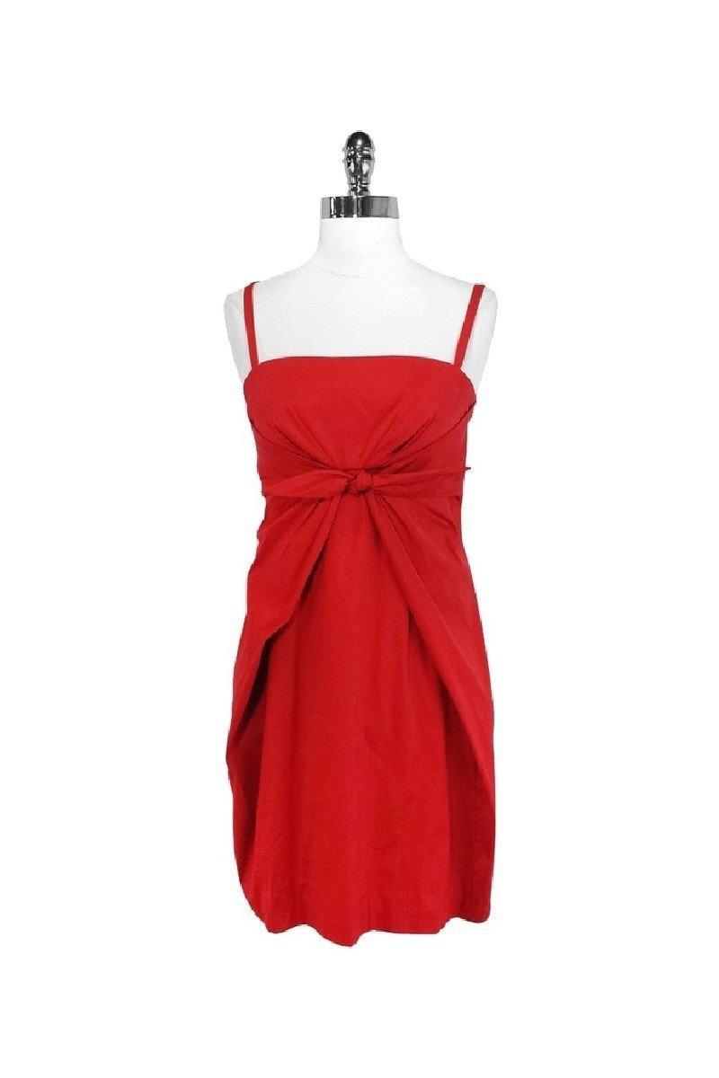 cynthia steffe red dress Cynthia Steffe Womens Red Sundress Square Neck Tie Waist Short Size 2