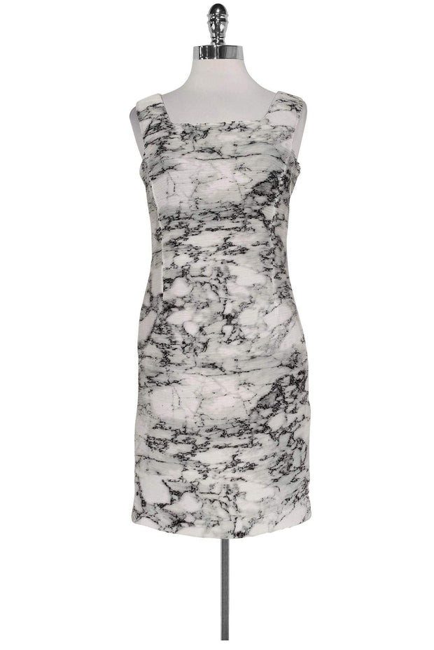 Current Boutique-D. Exterior - White & Grey Marble Print Dress Sz S