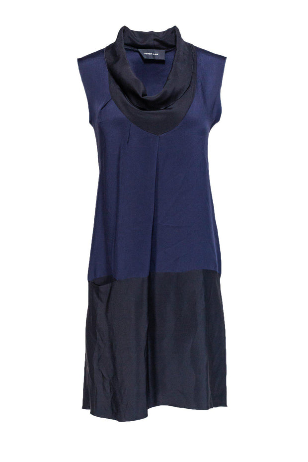 Current Boutique-Derek Lam - Navy & Black Cowl Neck Shift Dress Sz 2