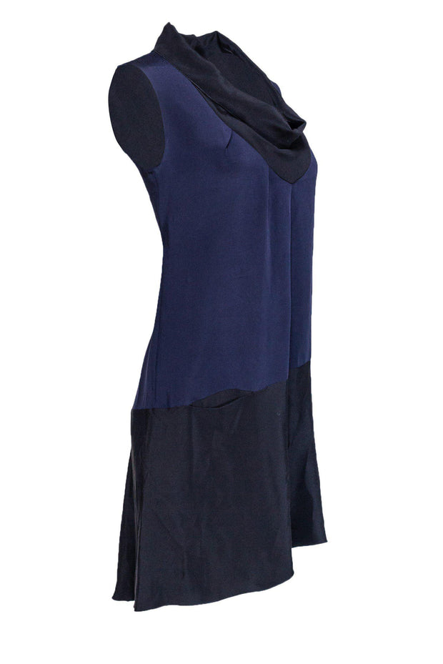 Current Boutique-Derek Lam - Navy & Black Cowl Neck Shift Dress Sz 2