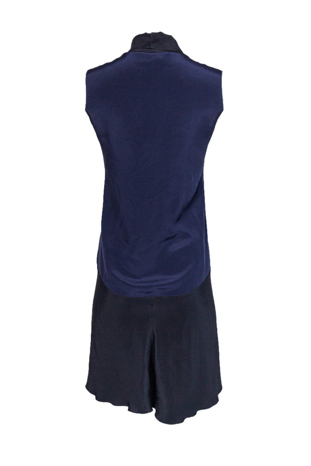Current Boutique-Derek Lam - Navy & Black Cowl Neck Shift Dress Sz 2