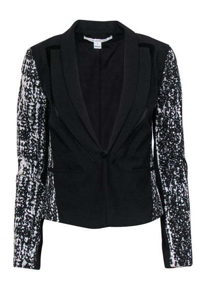 Current Boutique-Diane von Furstenberg - Black & Gray Speckled Blazer Sz 2