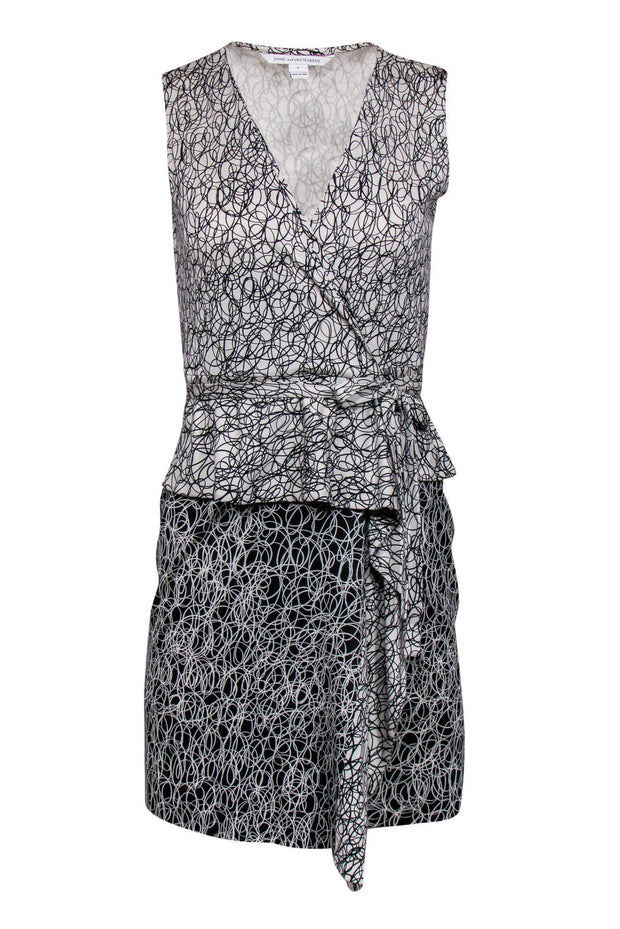 diane von furstenberg black and white dress Diane vonFurstenberg Black with White Print Diane von Furstenberg Wrap Dress, Size 8