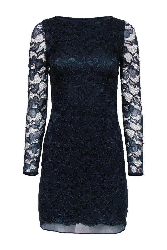 Diane von Furstenberg - Navy Floral Lace Sheath Dress Sz 2