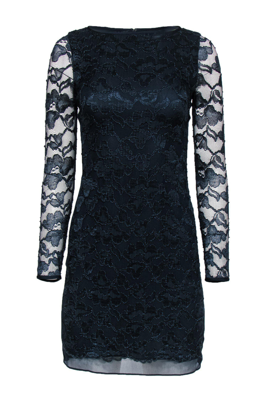 Diane von Furstenberg Navy Floral Lace Sheath Dress Sz