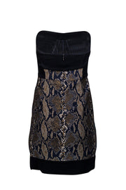 Current Boutique-Diane von Furstenberg - Black Strapless Snakeskin Dress Sz 4