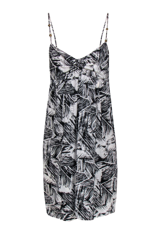 Current Boutique-Diane von Furstenberg - Black & White Brushstroke Print Mini Dress Sz L