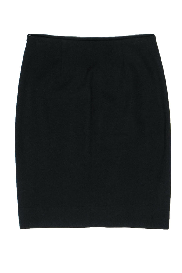 Current Boutique-Diane von Furstenberg - Black & Grey Circle Print Pencil Skirt w/ Texture & Lace Sz 8