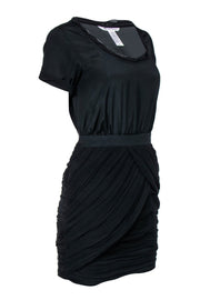 Current Boutique-Diane von Furstenberg - Black Fitted Dress w/ Pleated Skirt Overlay Sz 4