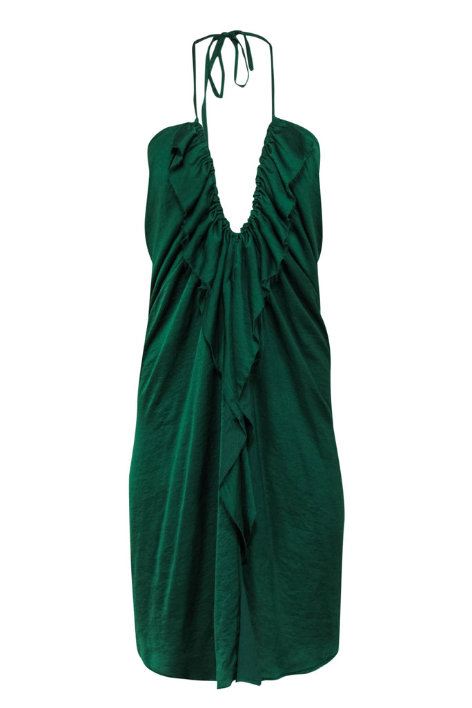 Dondup - Green Sleeveless Ruffled Halter Shift Dress Sz S Dondup - Green Sleeveless Ruffled Halter Shift Dress Sz S