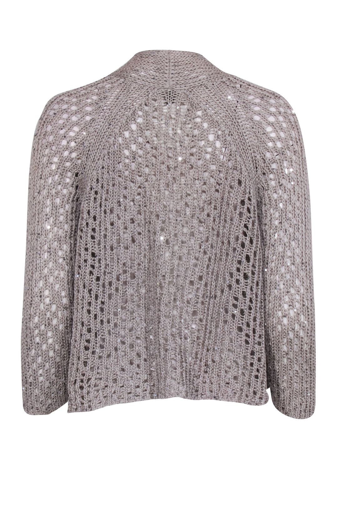 Eileen Fisher - Grey Cotton Knit Open Cardigan w/ Sequin Design Sz