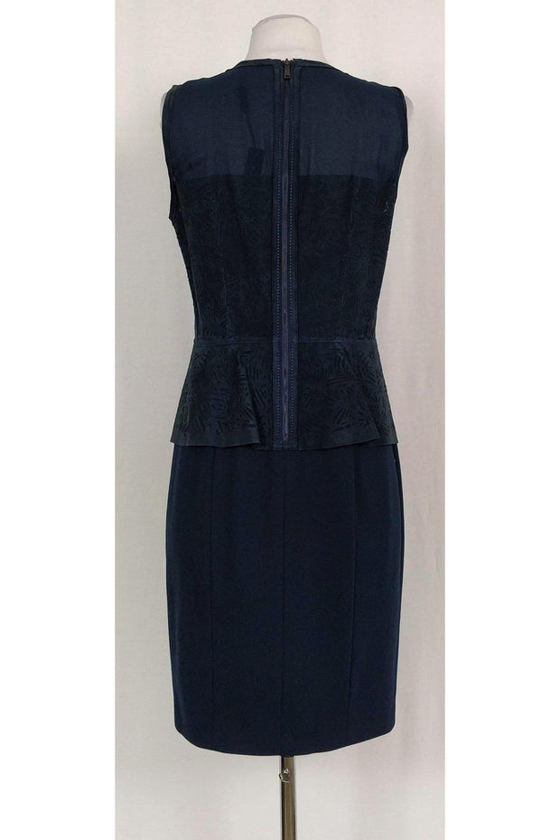 Current Boutique-Elie Tahari - Blue Aviva Cutwork Peplum Dress Sz 10