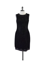 Current Boutique-Elie Tahari - Black & Grey Lace Overlay Sleeveless Dress Sz 4