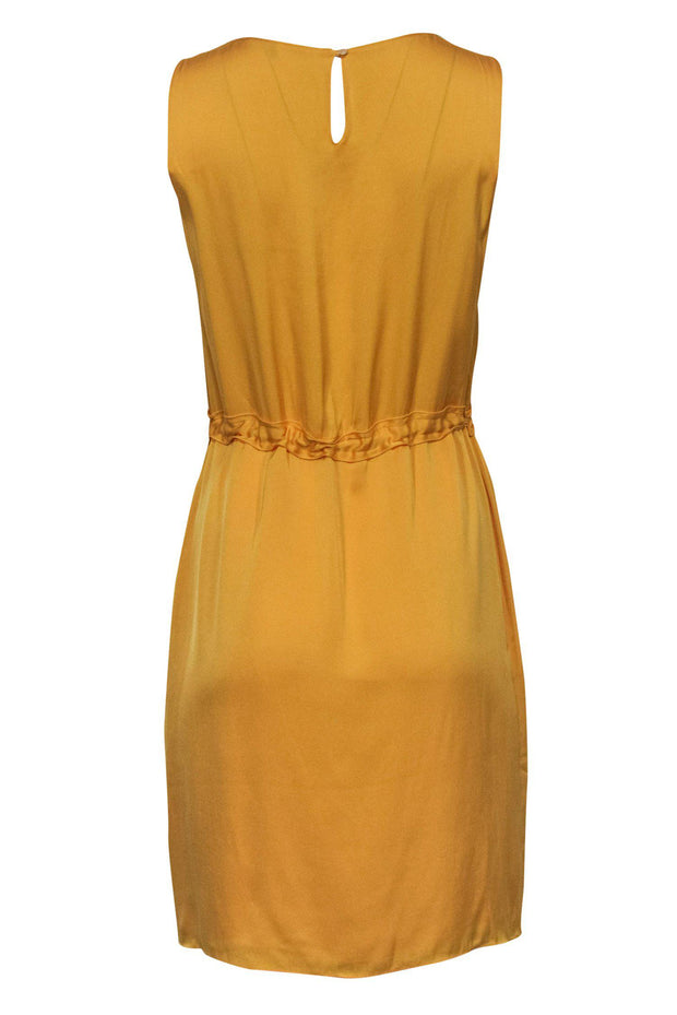 Current Boutique-Elie Tahari - Yellow Ruffle Sleeveless Tie Waist Dress w/ Lace Paneling Sz 6