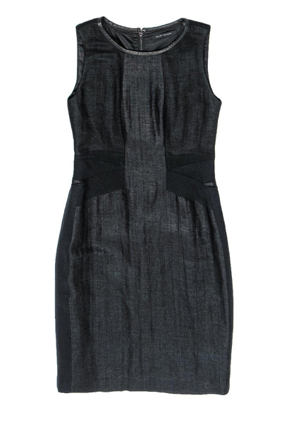 elie tahari black cocktail dress Elie Tahari Silk Beaded Midi Pleated Black Cocktail Party Dress Size 8