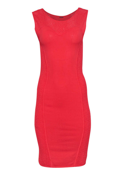 Current Boutique-Elie Tahari - Coral Knit Pinhole Cutout Bodycon Dress Sz P