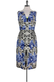 Current Boutique-Elie Tahari - Blue & White Lace Print Dress Sz 8