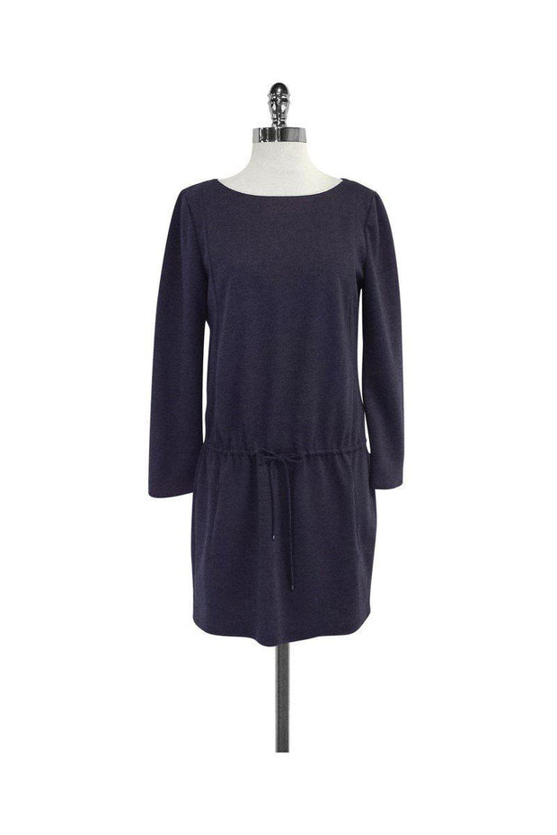 elie tahari purple dress SZ 16,8 ELIE TAHARI PURPLE RUFFLE TRIM NECKLINE ROXANNA POPLIN DRESS $348