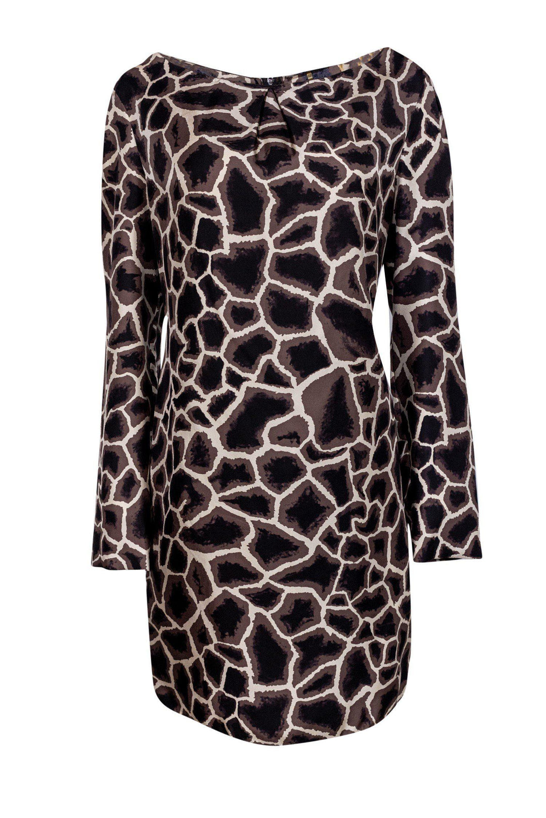 Elie Tahari - Brown Cracked Print Silk Shift Dress Sz 8 Elie Tahari - Brown Cracked Print Silk Shift Dress Sz 8