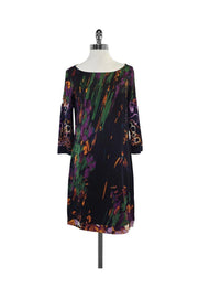 Current Boutique-Elie Tahari - Multicolor Print Silk Shift Dress Sz S