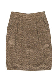Current Boutique-Linda Allard for Ellen Tracy - Vintage Tan & Black Printed Silk Skirt Sz 8P