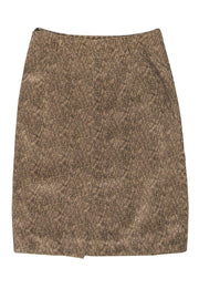 Current Boutique-Linda Allard for Ellen Tracy - Vintage Tan & Black Printed Silk Skirt Sz 8P
