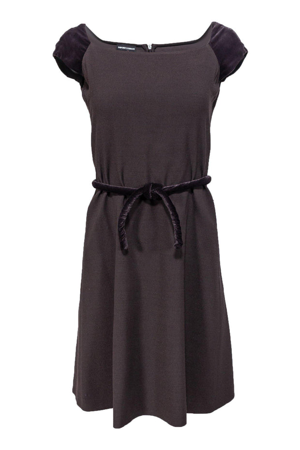 Emporio Armani - Brown Dress w/ Velvet Details Sz 4 Emporio Armani - Brown Dress w/ Velvet Details Sz 4