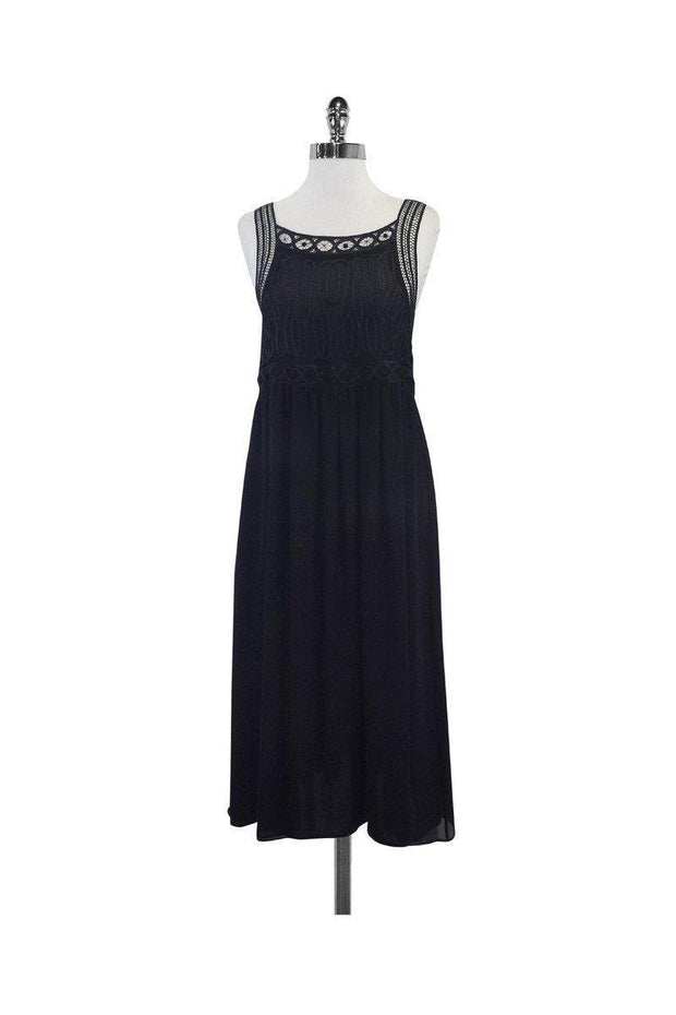 Emporio Armani - Black Sleeveless Netted Top Silk Dress Sz 6 Emporio Armani - Black Sleeveless Netted Top Silk Dress Sz 6