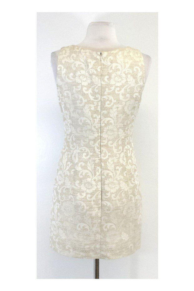 Escada - Cream & Tan Floral Print Sleeveless Dress Sz 4 Escada - Cream & Tan Floral Print Sleeveless Dress Sz 4