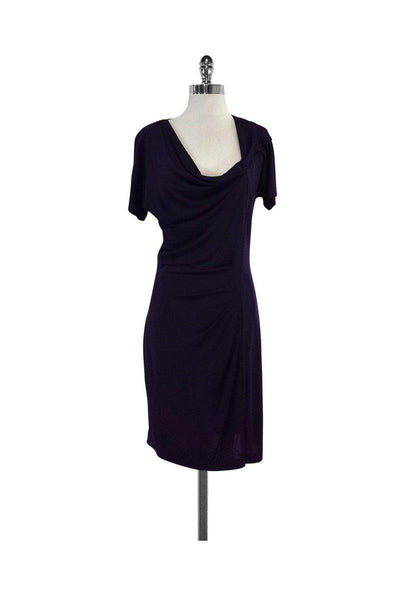 Current Boutique-Escada - Purple Cowl Neck Short Sleeve Dress Sz 6