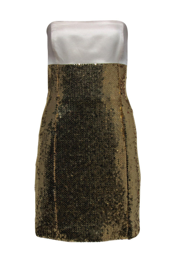 Escada - Vintage Gold Sequined Strapless Mini Dress Sz S Escada - Vintage Gold Sequined Strapless Mini Dress Sz S