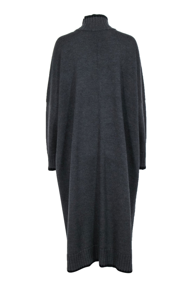 Current Boutique-Eskandar - Grey Wool Sweater Dress w/ Drop Shoulders & Long Sleeves One Size