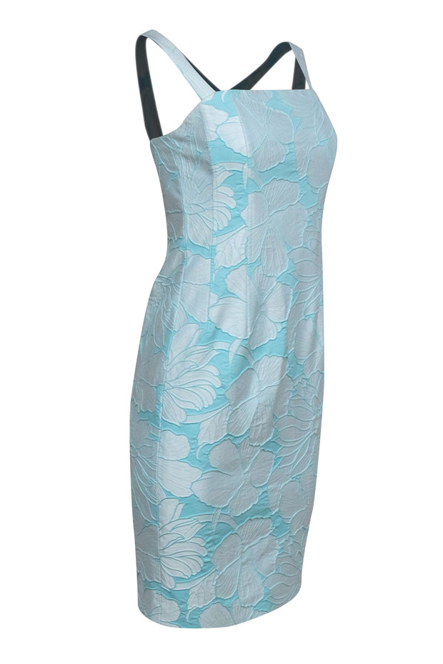 Current Boutique-Etcetera - Turquoise Floral Textured Sleeveless Midi Dress Sz 0